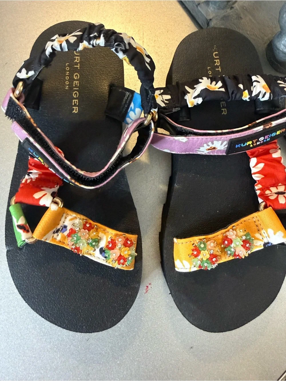Kurt Geiger Kids' Multicolor Embellished Floral Sandals 2Y